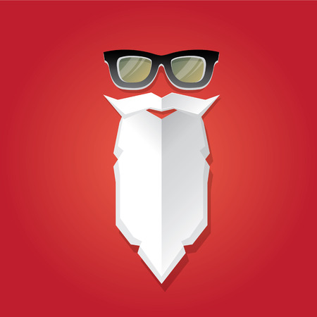 Christmas hipster poster for party or greeting card. Vector illustration. Santa Hipster Claus. vector merry christmas art designのイラスト素材