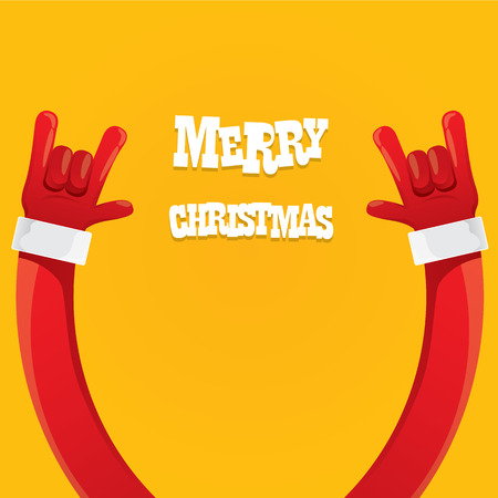 Santa Claus hand rock n roll icon illustration. Christmas Rock concert poster design template or greeting cardのイラスト素材