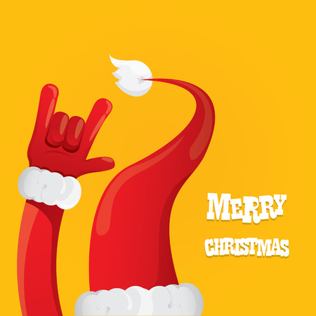 Santa Claus hand rock n roll icon illustration. Christmas Rock concert poster design template or greeting cardのイラスト素材
