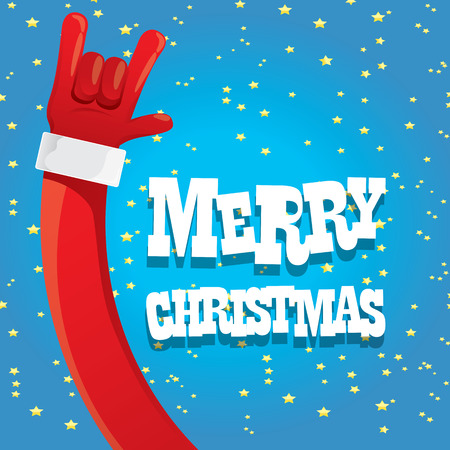 Santa Claus hand rock n roll icon illustration. Christmas Rock n roll concert poster design template or greeting cardのイラスト素材