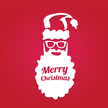 Christmas hipster poster for party or greeting card. illustration. Santa Hipster Claus. merry christmas art designのイラスト素材