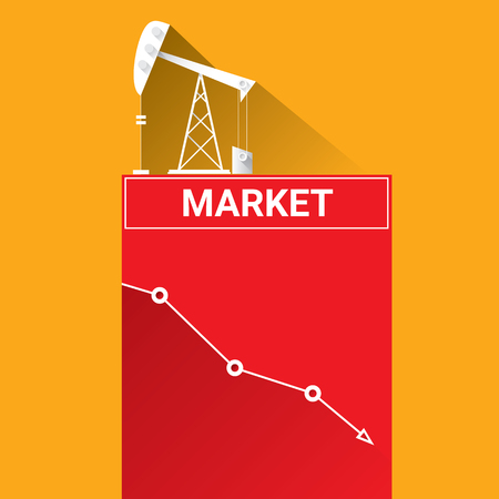 Oil price falling down graph illustration. vector illustration backgroundのイラスト素材