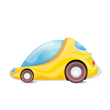 funny vector cartoon orange car isolated on whiteのイラスト素材