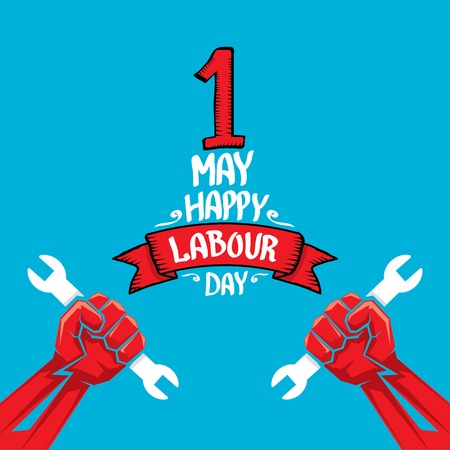 1 may - labour day. vector happy labour day poster or workers day bannerのイラスト素材