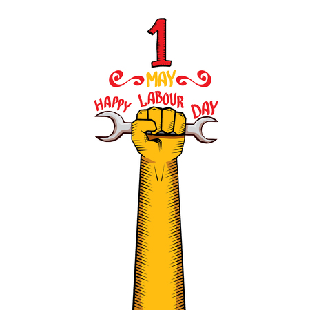 1 may - labour day. vector happy labour day poster or workers day bannerのイラスト素材