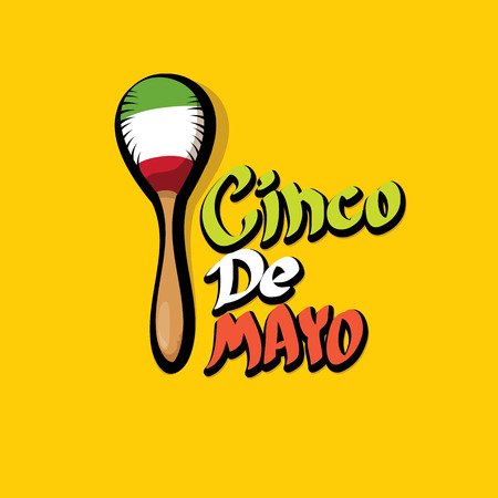 Cinco de Mayo vector concept. Mexican holiday vector. Cinco de Mayo calligraphic greeting card on orange backgroundのイラスト素材