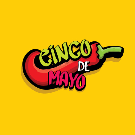 Cinco de Mayo vector concept. Mexican holiday vector. Cinco de Mayo calligraphic greeting card on orange backgroundのイラスト素材