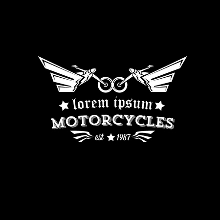 vector vintage motorcycle label or badge, design element. abstract motorcycle with wingsのイラスト素材