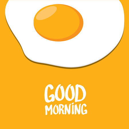 Fried Egg vector illustration. good morning concept. breakfast fried hen or chicken egg with a orange yolk in the centre of the fried egg.のイラスト素材
