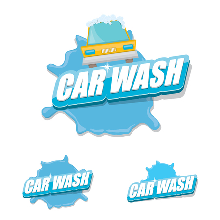 Car wash icons set isolated on whiteのイラスト素材