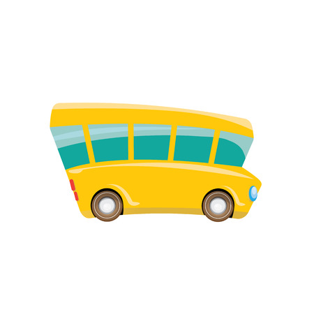 funny cartoon orange school bus isolated on white