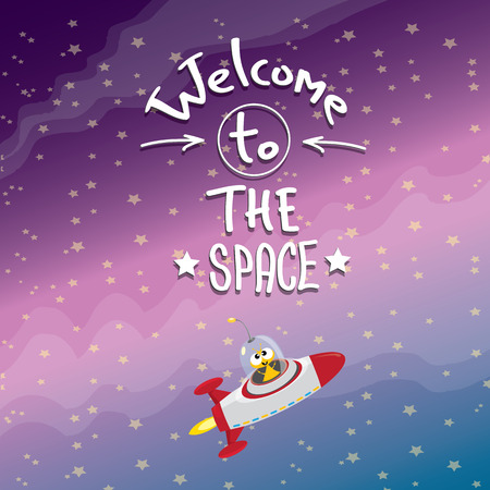 ufo. cute alien vector illustration. flying saucerのイラスト素材