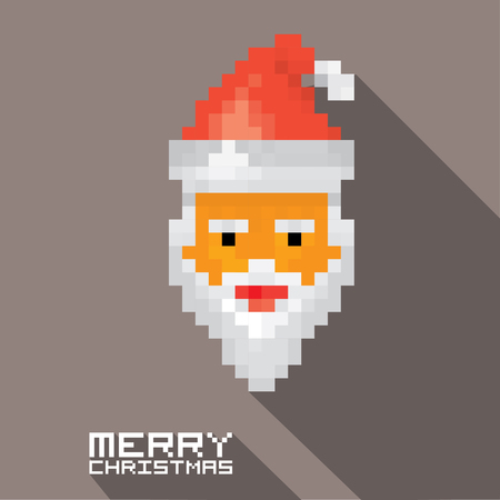 Merry Christmas pixel art style santa claus hipster poster for party or greeting card . Vector illustrationのイラスト素材