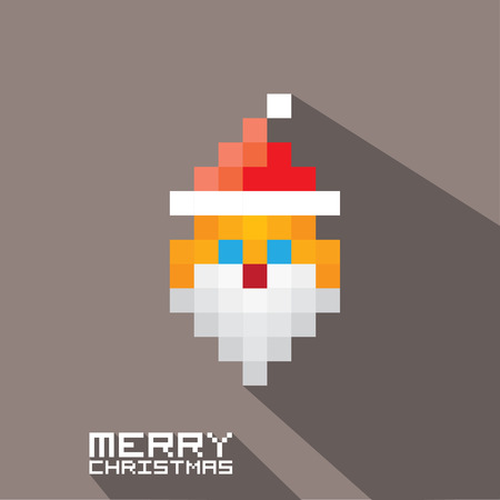 Merry Christmas pixel art style santa claus hipster poster for party or greeting card . Vector illustrationのイラスト素材