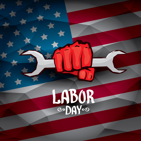 Usa labor day vector background. vector happy labor day poster or banner with clenched fist.のイラスト素材
