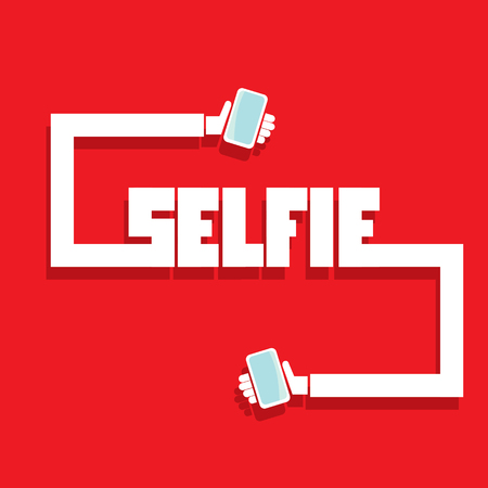 Taking Selfie Photo on Smart Phone concept icon. vector illustrationのイラスト素材
