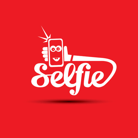 Taking Selfie Photo on Smart Phone concept icon. vector illustrationのイラスト素材