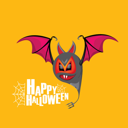Happy halloween vector kids funny background with cartoon funky batのイラスト素材