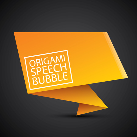 Abstract glossy orange origami speech bubble. Vector abstract orange background. vector orange sale bannerのイラスト素材