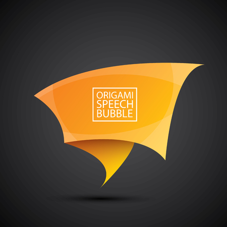 Abstract glossy orange origami speech bubble. Vector abstract orange background. vector orange sale bannerのイラスト素材