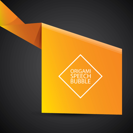 Abstract glossy orange origami speech bubble. Vector abstract orange background. vector orange sale bannerのイラスト素材
