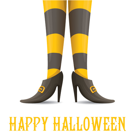 vector girls legs with stripped stockings. witch legs halloween backgroundのイラスト素材