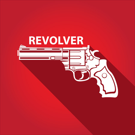 vector vintage pistol gun on red backgroundのイラスト素材