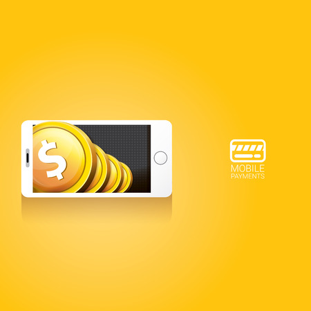 Flat design style vector illustration of modern smartphone with processing of mobile payments from credit card on the screen. Internet banking concept. wireless money transfer.のイラスト素材