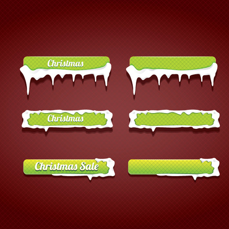 Green Christmas web buttons set. winter web buttons collectionのイラスト素材