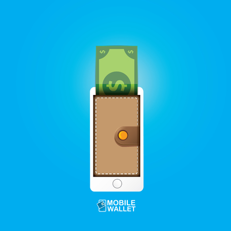 vector digital mobile wallet vector concept icon. smartphone screen with wallet on screen. Internet banking concept. wireless money transfer.のイラスト素材