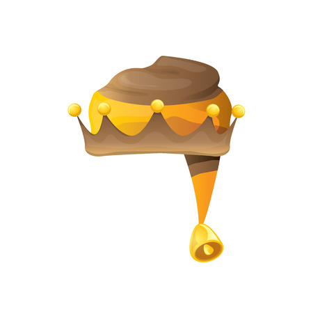 funky orange and brown stripped cartoon christmas vector elf hat isolated on white. vector elf hat icon or labelのイラスト素材