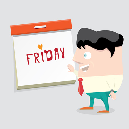 thanks god its friday concept with cartoon businessman office manager.のイラスト素材