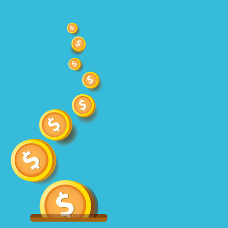 abstract business background with falling golden coins. flying coins vector backgroundのイラスト素材
