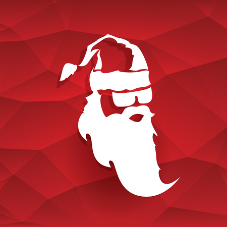 Santa claus with beard vector illustration .Christmas hipster poster for party or greeting card. Santa Hipster Claus. vector merry christmas art design backgroundのイラスト素材