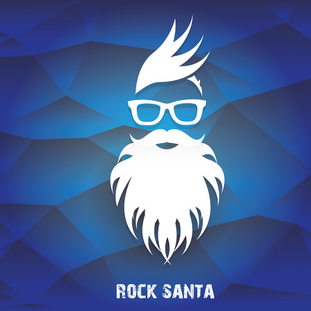 Santa claus with beard vector illustration .Christmas hipster poster for party or greeting card. Santa Hipster Claus. vector merry christmas art design backgroundのイラスト素材