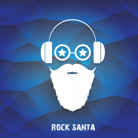 Santa claus with beard vector illustration .Christmas hipster poster for party or greeting card. Santa Hipster Claus. vector merry christmas art design backgroundのイラスト素材