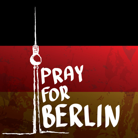 vector Pray for Berlin concept . Tribute to victims of terrorism attack at Berlin Christmas Market , December 19, 2016のイラスト素材