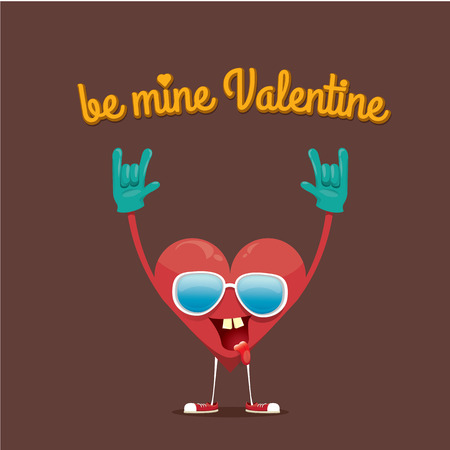 vector valentines day card with cartoon heartのイラスト素材