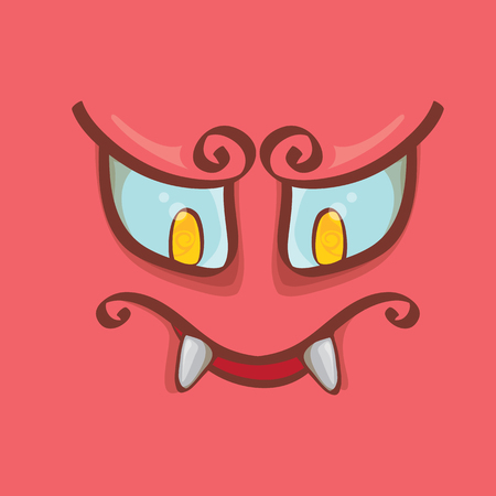 vector pink hand drawn funny monster face.のイラスト素材