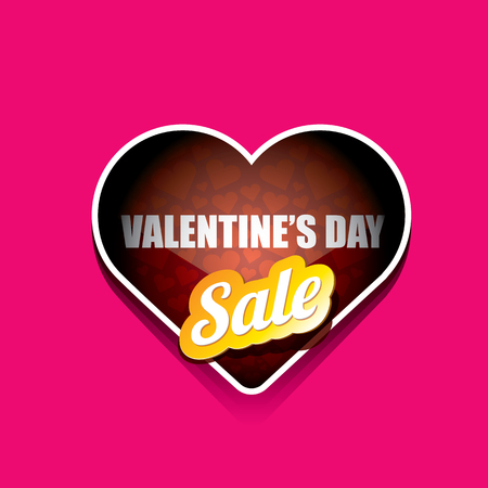 Valentines day heart sale tag isolated on pinkの写真素材