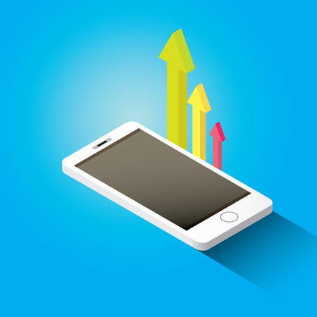 Vector isometric Smartphone with graph and chartsのイラスト素材