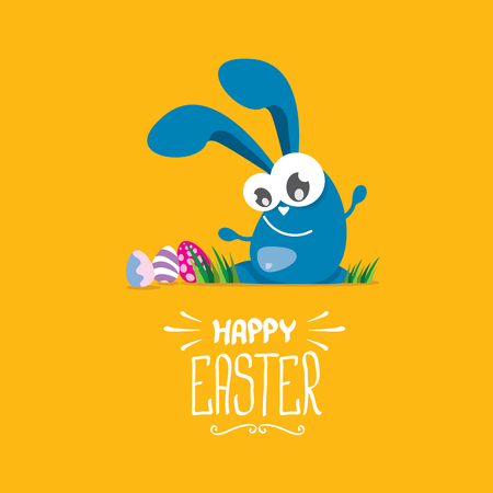 vector happy easter greeting card with funny bunnyのイラスト素材
