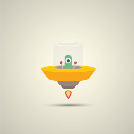 vector flat funny orange alien spaceship logoのイラスト素材