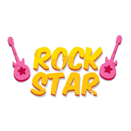 vector hipster cartoon retro label rock star.のイラスト素材