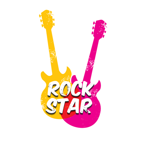 vector hipster cartoon retro label rock star.のイラスト素材
