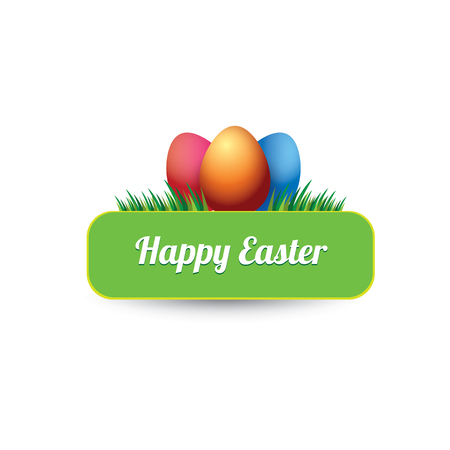 Easter vector green glossy button with easter eggのイラスト素材
