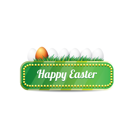 Easter vector green glossy button with easter eggのイラスト素材
