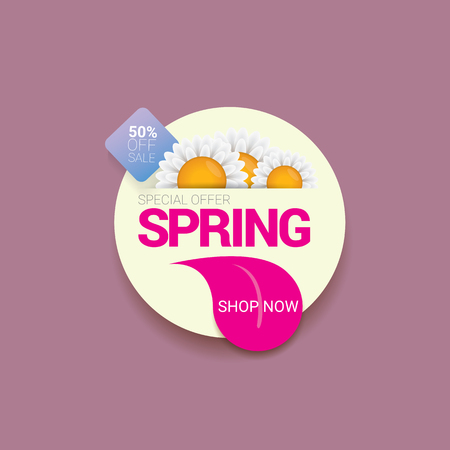 Spring sale label with beautiful flowersのイラスト素材