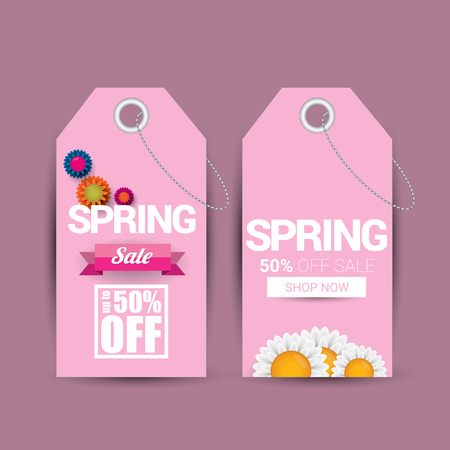 Spring sale label with beautiful flowersのイラスト素材