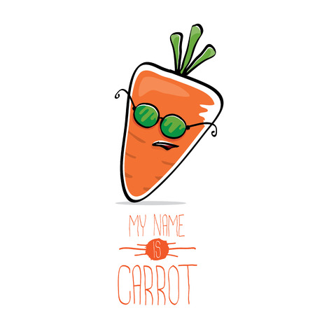 vector funny cartoon orange carrot isolatedの写真素材